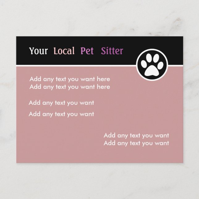 Colorful Pet Sitter Postcard (Front)