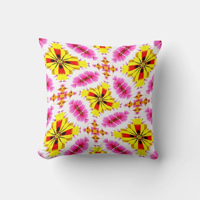 Colorful Petal Patterns Throw Pillow (Front)