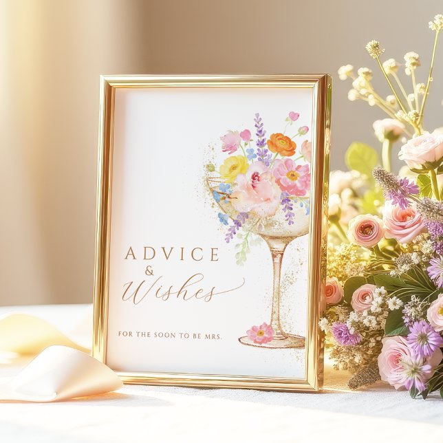 Colorful Petals Prosecco Advice Wishes Table Sign (Creator Uploaded)
