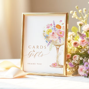 Colorful Petals Prosecco Cards & Gifts Table Sign