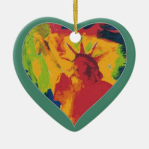colorful peter max style Liberty Heart ornament