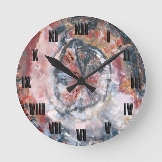 Colorful Petrified Wood photo Round Clock (Front)