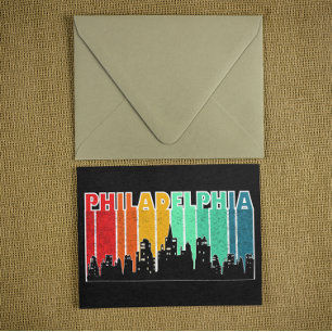Colorful Philadelphia Retro Sunset Cityscape Postcard