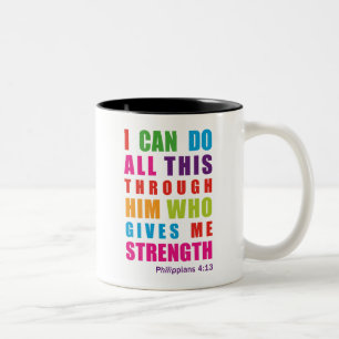 Colorful Philippians 4:13 Bible Scripture Mug