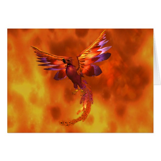 Colorful Phoenix Flying Against a Fiery Background Cards (Front Horizontal)