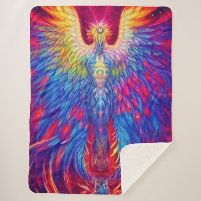 Colorful Phoenix Sherpa Blanket (Front)
