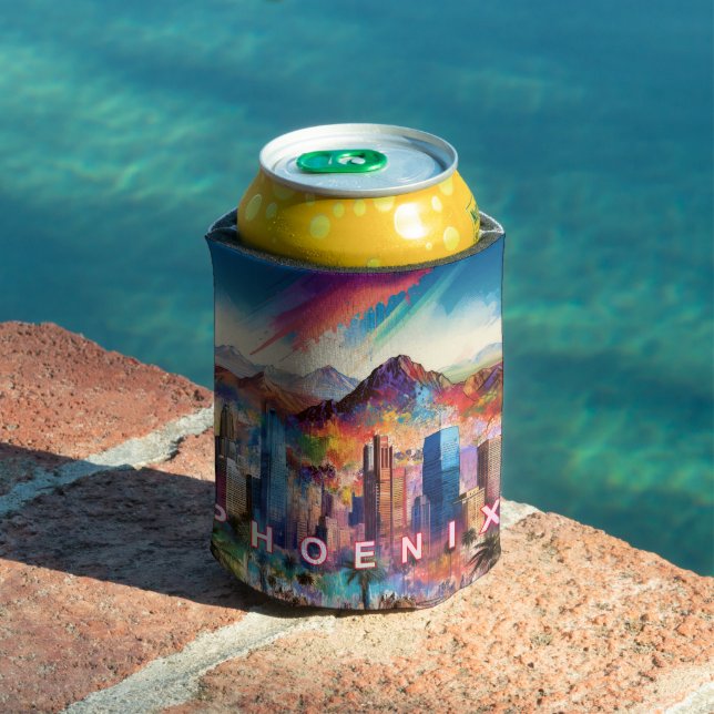 Colorful Phoenix Skyline Abstract Art Can Cooler (In Situ Pool)