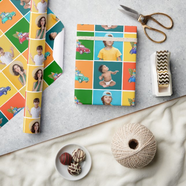 Colorful Photo Blocks Kids Family Christmas Wrapping Paper (Crafts)