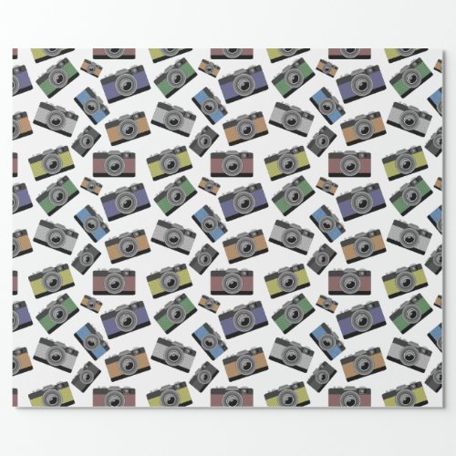 COLORFUL PHOTO CAMERAS ILLUSTRATION PATTERN WRAPPING PAPER