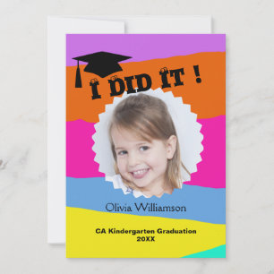 Colorful Photo Kindergarten Grad Party Picnic Invitation