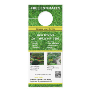 Colorful Photo Landscape Services QR Code Door Hanger