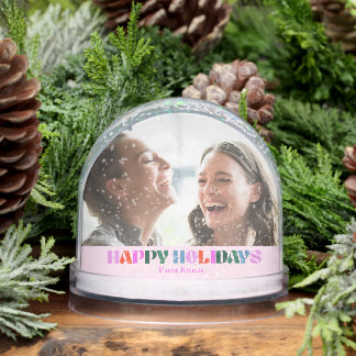 colorful photo pink modern friends name cute snow globe