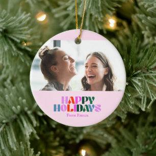 colorful photo pink modern friends name Ornament