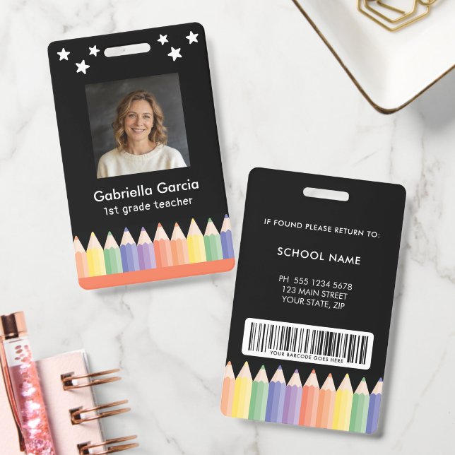 Colorful Photo Teacher Security Badge (Office)