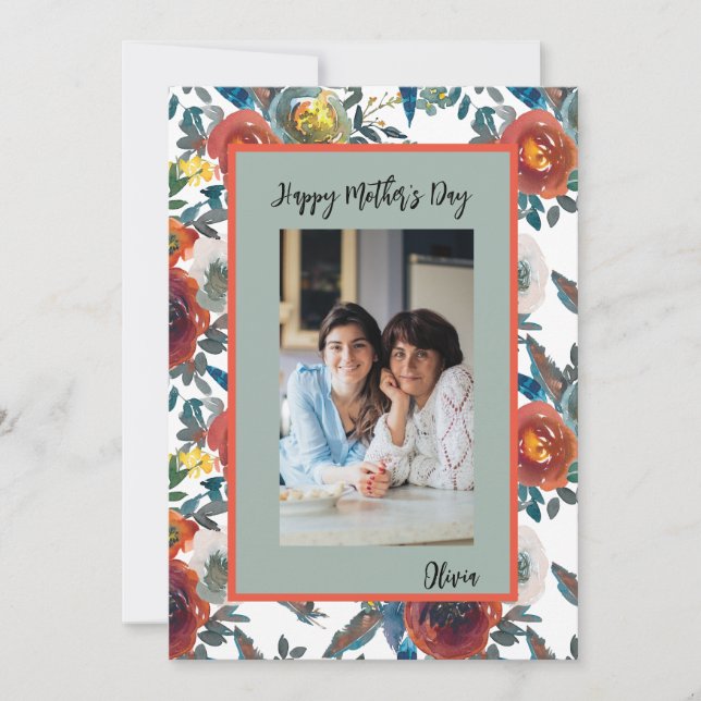 Colorful Photo with Flowers Mother's Day Card (Front)