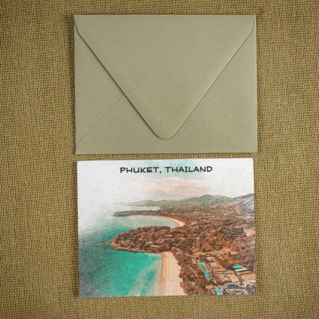 Colorful Phuket Thailand Coastline View Postcard (colorful phuket thailand postcard)