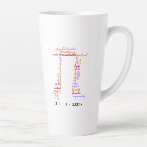 Colorful Pi Day Word Cloud Latte Mug