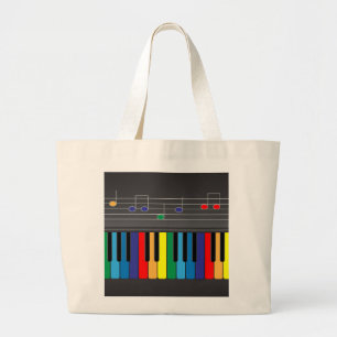 Colorful piano keyboard large tote bag
