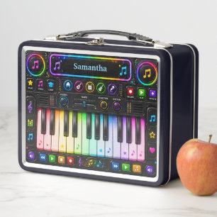 Colorful Piano Keyboard Music Panel Kids Metal Lunch Box