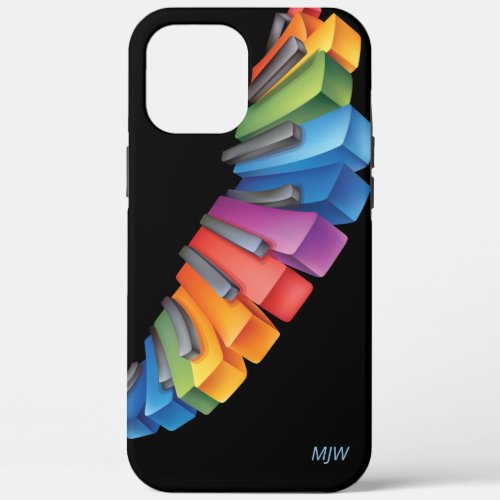 Colorful Piano Keyboard Music with Your Monogram iPhone 12 Pro Max Case