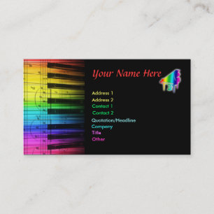 Colorful Piano Keyboard & Notes Business Card