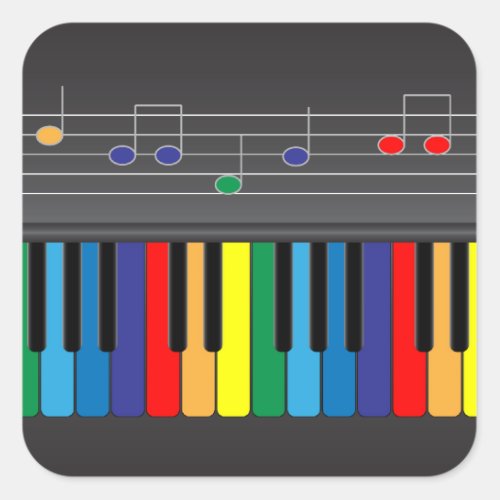 Colorful piano keyboard square sticker