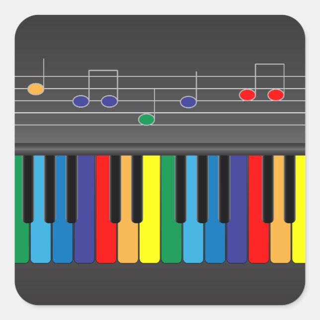 Colorful piano keyboard square sticker (Front)