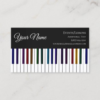 Colorful Piano Keyboard- Teacher Songwriter Band Business Card by UROCKDezineZone at Zazzle