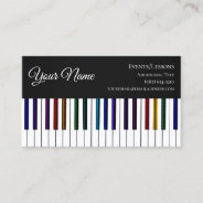Colorful Piano Keyboard- Teacher Songwriter Band Business Card at Zazzle