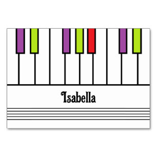 Colorful Piano Keys Kids Party Place Name Card