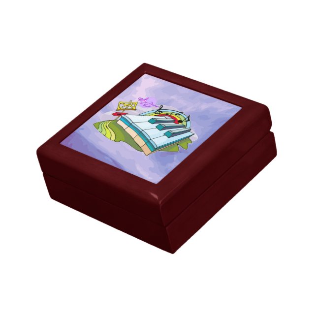 Colorful Piano Keys Mahogony Small Trinket Box (Side)