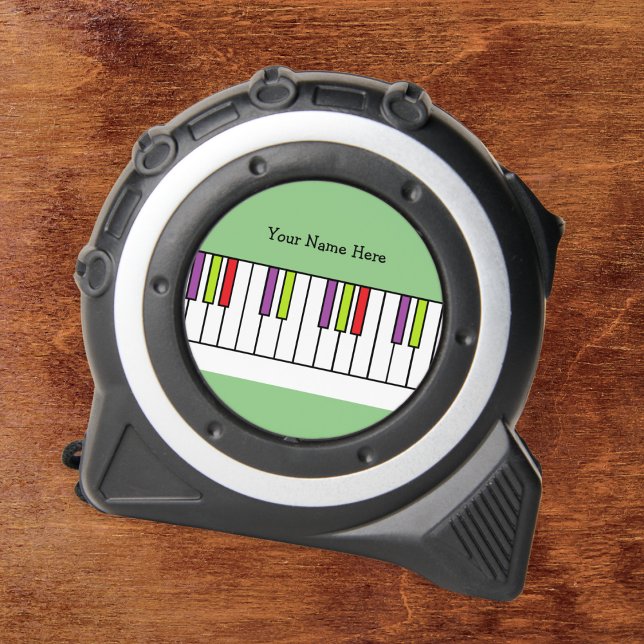 Colorful Piano Keys Music Kids Personalised Tape Measure (A personalized tape measure with colorful piano keys design. An ideal novelty gift for musicians)