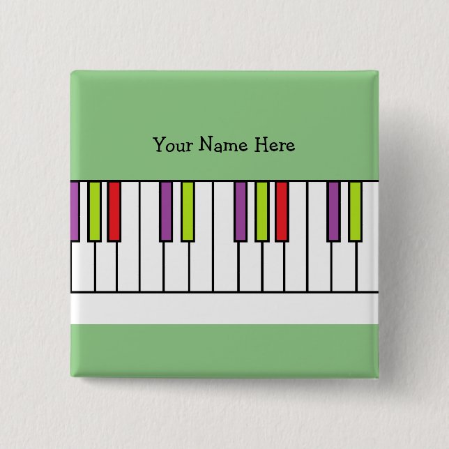 Colorful Piano Keys Music Kids Personalized Name Button (Front)