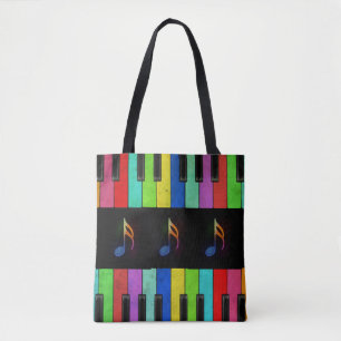 Colorful Piano Keys & Music Notes Tote Bag