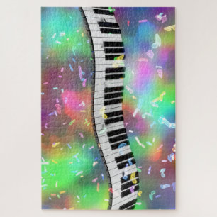 Colorful Piano Keys with Bright Lights Jigsaw Puzzle