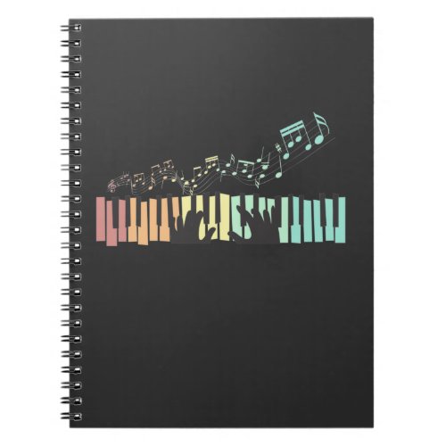 Colorful Piano Music Notes Keyboard Player Pianist Notebook