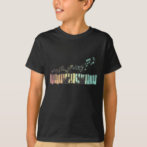 Colorful Piano Music Notes Keyboard Player Pianist T-Shirt