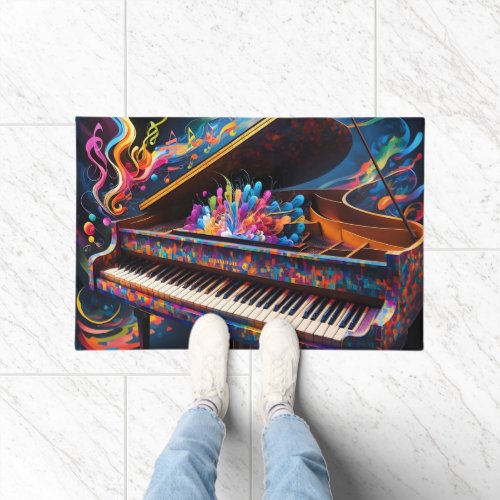 Colorful Piano With Musical Notes Key Design  Doormat