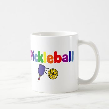 Colorful Pickleball Art Design Coffee Mug by tickleyourfunnybone at Zazzle