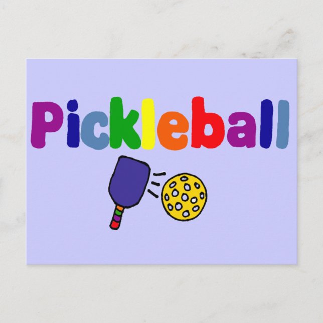 Colorful Pickleball Art Design Postcard (Front)