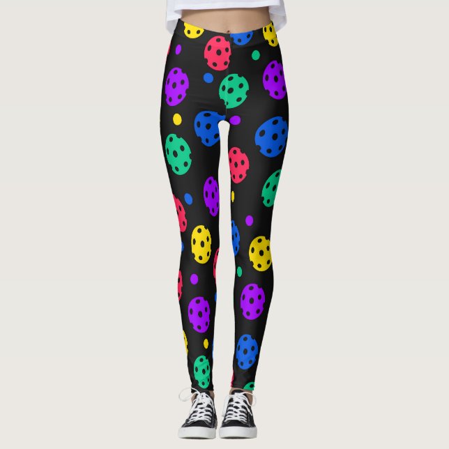 Colorful Pickleball Balls  Leggings (Front)