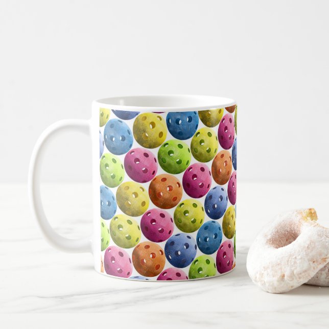Colorful Pickleball Coffee Mug (With Donut)