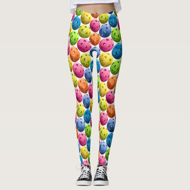 Colorful Pickleball Leggings (Front)