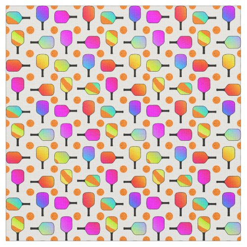 Colorful Pickleball Paddles Orange Pickleballs Fabric