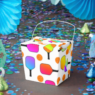 Colorful, Pickleball Paddles, Orange Pickleballs Favor Boxes