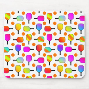 Colorful, Pickleball Paddles, Orange Pickleballs Mouse Pad