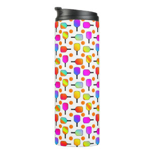 Colorful, Pickleball Paddles, Orange Pickleballs Thermal Tumbler