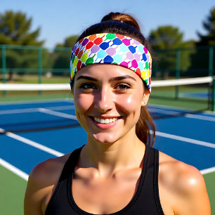 Colorful pickleball paddles 💚❤️💛💙white tie headband