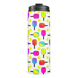 Colorful, Pickleball Paddles, Yellow Ball Thermal Tumbler