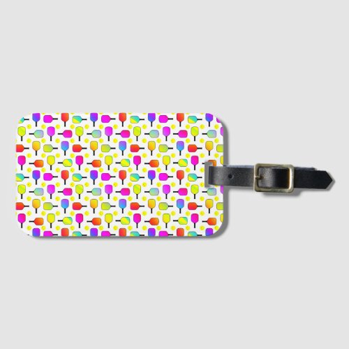 Colorful Pickleball Paddles Yellow Luggage Tag
